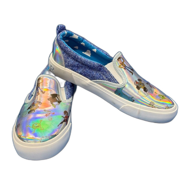 Pixar Ground Up Holographic Slip-On Sneakers size 7 Toy Story Monsters Inc - Picture 1 of 9